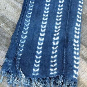 Vintage African Indigo Denim Shibori Mudcloth 60” L x 41” W Textile | No. 119